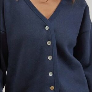 DONNI. Deep Blue Button-Up Cardigan